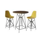 Jogo Mesa Bistrô Eames Tampo Amêndoa 60Cm 2 Banquetas Amarela Base Ferro Preto - Cor: Amendoa Jogo Mesa Bistrô Eames Tampo Amêndoa 60Cm 2 Banquetas Amarela Base Ferro Preto - Cor: Amendoa