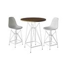 Jogo Mesa Bistrô Eames Tampo Amêndoa 60cm 2 Banquetas Branca Base Ferro Branco