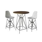 Jogo Mesa Bistrô Eames Tampo Amêndoa 60cm 2 Banquetas Branca Base Ferro Preto