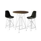 Jogo Mesa Bistrô Eames Tampo Amêndoa 60cm 2 Banquetas Preta Base Ferro Branco