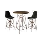 Jogo Mesa Bistrô Eames Tampo Amêndoa 60Cm 2 Banquetas Preta Base Ferro Cobre - Cor: Amendoa Jogo Mesa Bistrô Eames Tampo Amêndoa 60Cm 2 Banquetas Preta Base Ferro Cobre - Cor: Amendoa