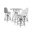 Jogo Mesa Bistrô Eames Tampo Vidro 60cm 3 Banquetas Branca Base Ferro Preto