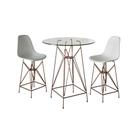 Jogo Mesa Bistrô Eames Vidro 60Cm 2 Banquetas Branca Base Ferro Cobre - Cor: Branco