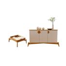 Jogo Mesa Centro de Sala e Aparador Tibet Off White Nature
