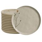 Jogo Mesa Posta 12 Pratos Rasos 27cm Cerâmica Decorada Bio Campestre Porto Brasil