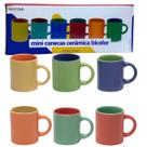 Jogo Mini Canecas Coloridas Para Café 6 Peças 100 ml 596 Mimo Style