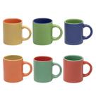 Jogo Mini Canecas Xícaras 6 Peças Cerâmica Para Café Expresso 100ml Coloridas