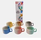 Jogo Mini Xícaras 6pcs Cerâmica 120ml Coloridas