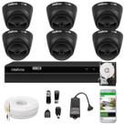 Jogo Monitoramento Dvr Multi Hd 8 Canais Intelbras Mhdx 6 Câmeras Segurança Black Full HD