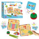 Jogo Mosaico Pompom Tabuleiro Montessori Infantil Com 112 Peças