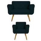 Jogo Namoradeira e 1 Poltrona Estofada Salão de Beleza Isabella Suede Azul Marinho - LM DECOR Jogo Namoradeira e 1 Poltrona Estofada Salão de Beleza Isabella Suede Azul Marinho - LM DECOR