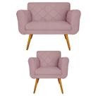 Jogo Namoradeira e 1 Poltrona Estofada Salão de Beleza Isabella Suede Rosê - LM DECOR Jogo Namoradeira e 1 Poltrona Estofada Salão de Beleza Isabella Suede Rosê - LM DECOR