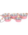Jogo Panela Aluminio Batido Fundido 5 Peças 14/22cm Rosa Tamapa de Vidro