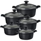Jogo Panela Preto Craq Antiaderente Cerâmica Javali AA 16a24 Jogo Panela Preto Craq Antiaderente Cerâmica Javali AA 16a24