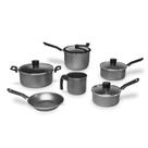 Jogo Panelas 6 Peças com Pipoqueira Garlic Grafite - Brinox, Opção: Grafite
