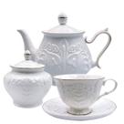 Jogo para Chá 14pç Scarlet Porcelana New Bone China Branco e Dourado L'Hermitage Jogo para Chá 14pç Scarlet Porcelana New Bone China Branco e Dourado L'Hermitage