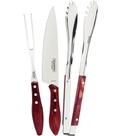 Jogo Para Churrasco 3 Peças Polywood Vermelho Tramontina Com Lâminas Em Aço Inox Jogo Para Churrasco 3 Peças Polywood Vermelho Tramontina Com Lâminas Em Aço Inox