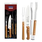 Jogo para Churrasco Tramontina Aço Inox e Cabos de Madeira Natural 3Pç - Cor Única