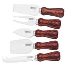 Jogo Para Queijo Tramontina Harmoniza Aço Inox Cabos De Madeira Polywood Vermelho 5 Peças Tramontina