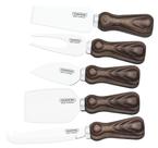 Jogo para Queijo Tramontina Harmoniza em Aço Inox Cabos de Madeira Polywood Castanho 5 Peças