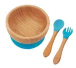 Jogo para Refeição Infantil Mimo BM23191 Bambu Azul com Ventosa