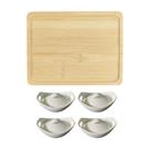 Jogo Petisqueira com Molheiras 5 Peças Bambu / Porcelana
