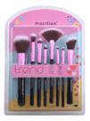 Jogo Pincel Macrilan Trend P/ Make Completo Pó Blush MT10 Rosa