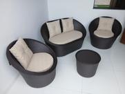 Jogo Poltronas e Sofá com Mesa em Alumínio e Fibra para Área Externa Jardim Varanda
