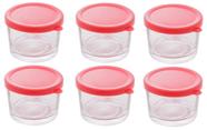 Jogo Pote De Vidro 220ml 6 Peças Tampa De Plástico Colorida Jogo Pote De Vidro 220ml 6 Peças Tampa De Plástico Colorida