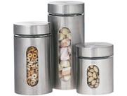 Jogo Pote Hermético Aço Inox Visor Vidro 3 Pçs Condimentos