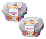 Jogo Pote Plástico 1300ml Quadrado Vac Freezer Kit 6 Sanremo