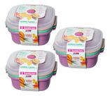 Jogo Pote Plástico 1300ml Quadrado Vac Freezer Kit 9 Sanremo