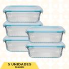 Jogo Potes Hermetico 1040ML Rantagular Canelado Marmita 5Un Jogo Potes Hermetico 1040ML Rantagular Canelado Marmita 5Un