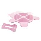Jogo Prato Infantil Divisórias com Talheres Urso Rosa Baby Fibra de Bambu PP Lyor