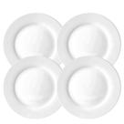 Jogo Pratos De Sobremesa Kit 4 Peças 20cm Branco Porcelana Brizzard