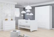 Jogo Quarto para Bebê Helena com Guarda Roupa 4 Portas + Cômoda + Berço Mini Cama 1344 Phoenix Baby