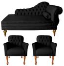 Jogo Sofá Divã Imperial 180 Cm + 2 Poltronas Stephany Para Recepção - Material Sintético - Sv Decor