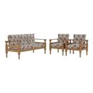 Jogo Sofá Madeira Maciça 3 Lugares E 2 Poltronas Liz Multimóveis Vcr7001 Floral Vermelho