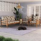 Jogo Sofá Madeira Maciça 3 Lugares e 2 Poltronas Liz Multimóveis VCR7001