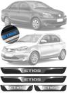 Jogo Soleira com LED Toyota Etios Hatch e Sedan 2013 Em Diante Aço Escovado