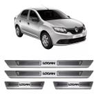 Jogo Soleira Reta de Porta Aco Inox Logan 2014 2015 a 2020