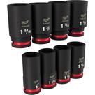 Jogo soquete impacto encaixe 3/4" longo 08 pcs pol 49-66-7018 milwaukee