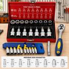 Jogo Soquete Sextavado Catraca Bits Torx Macho Femea Profissional Tapeceiro Automotivo 28Pç 1/2Pol Jogo Soquete Sextavado Catraca Bits Torx Macho Femea Profissional Tapeceiro Automotivo 28Pç 1/2Pol