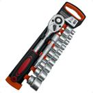 Jogo Soquetes 1.2 12 Peças com Catraca 72 Dentes Extensor 125mm Aço Cromo Vanádio Oficina Mecânica Profissional