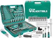 Jogo Soquetes Catracas Ferramentas Kit Chave 151 Peças Oficina Completa Com Maleta The Black Tools