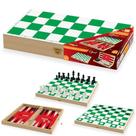 Jogo Tabuleiro 3 Em 1 Xadrez Oficial Gamão Damas Brinquedo - 742 Junges