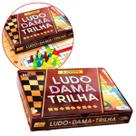 Jogo tabuleiro ludo dama e trilha 3 jogos pais e filhos ref. 2801