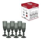 Jogo Taça Chá Elegante 140Ml Cinza 6 Peças Hauskraft
