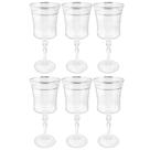 Jogo Taças Água Suco 300ml Kit 6 Peças Grace Cristal Decorado Friso Platino Luxo