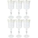 Jogo Taças Água Suco Grace 300ml Kit 4 Peças Cristal Decorado Friso Dourado
